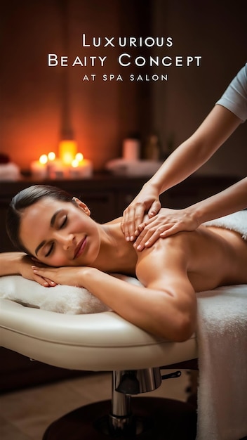 Woman having massage of body in the spa salon beauty treatment concept