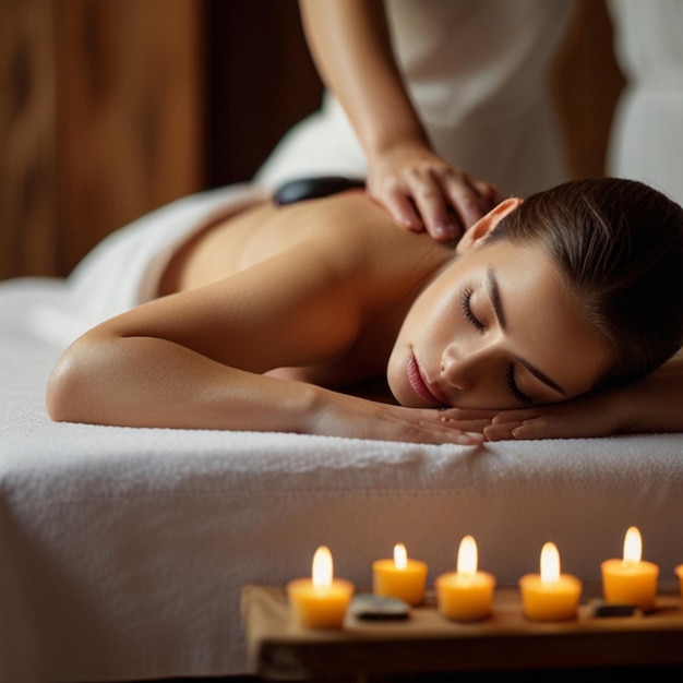 Photo woman having massage in the spa salon