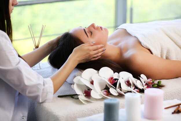 Woman having massage in spa