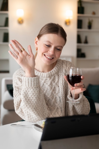 Woman having a virtual date