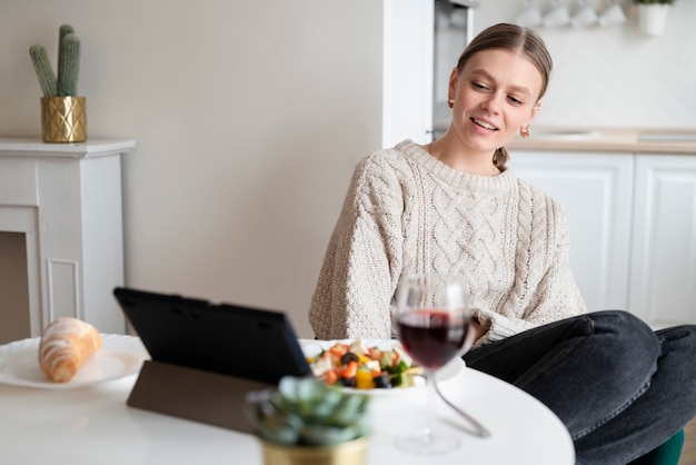 Woman having a virtual date