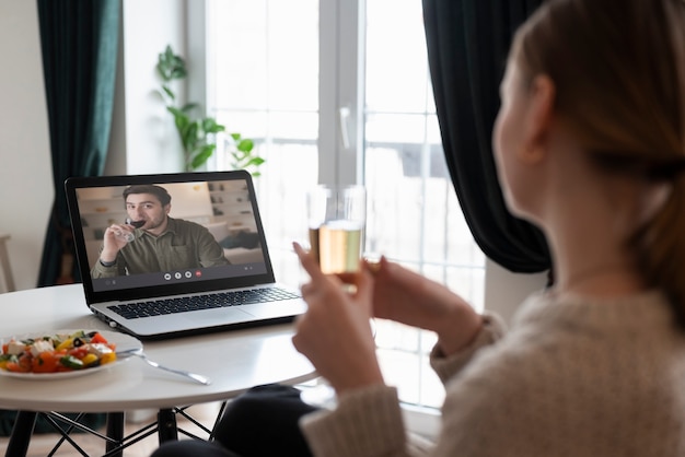 Woman having a virtual date