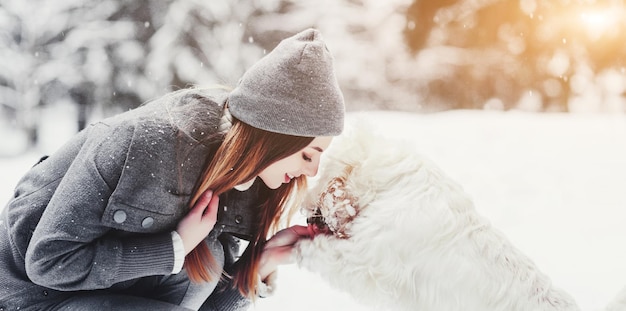 Woman and her faithful dog