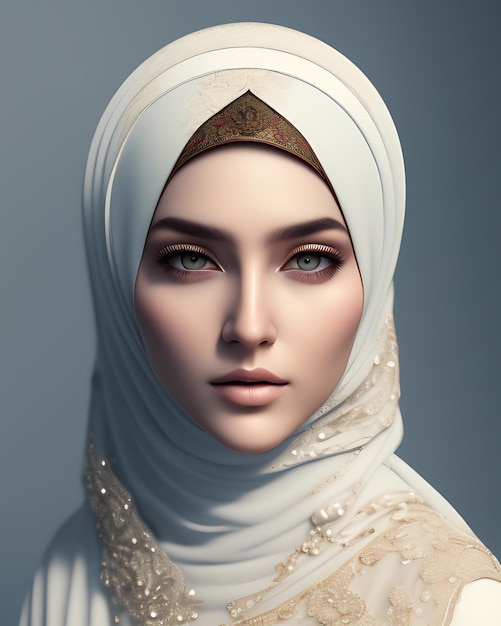 A woman in a hijab with a diamond pattern