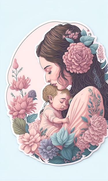 A woman holding a baby and wearing a flowered dress.