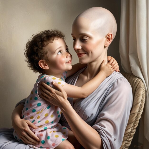 Photo a woman holding a baby with a bald head