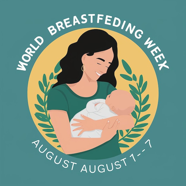 Photo a woman holding a baby and a woman with a green background that says world breast cancer week