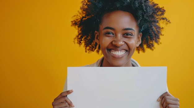 a woman holding a blank piece of paper with the words quot im a quot