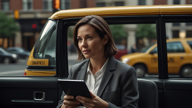 Photo a woman holding a book in her hand and a taxi driver reading a book