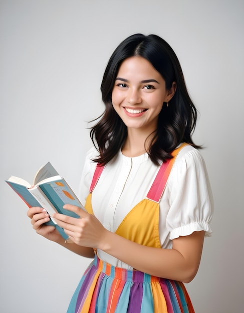 a woman holding a book that says quot the book quot