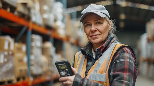 a woman holding a calculator in her hand and a calculator in the background