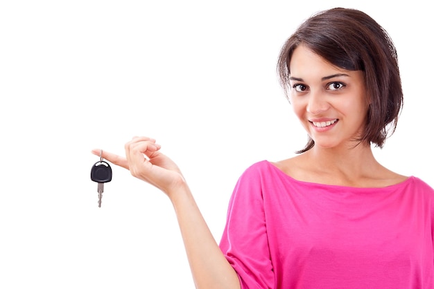 Woman holding car keys