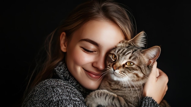 Woman Holding a Cat