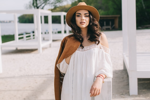 Woman holding coat