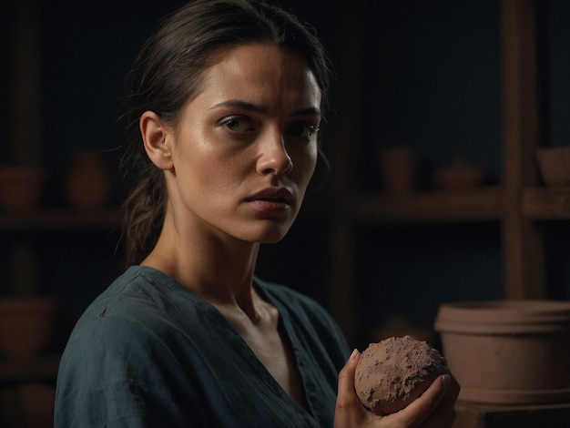 a woman holding a doughnut in her hands