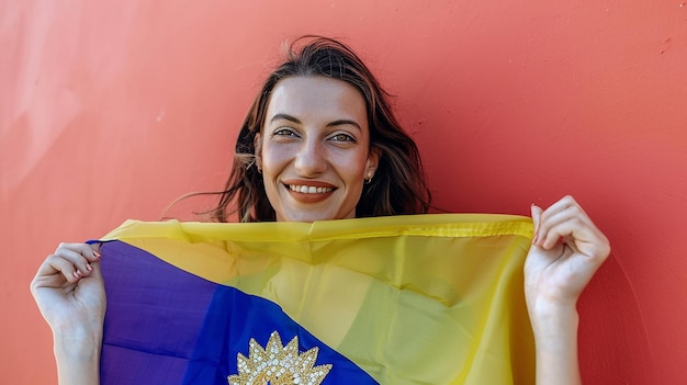 Woman Holding Flag of Bosnia and Herzegovina Isolated