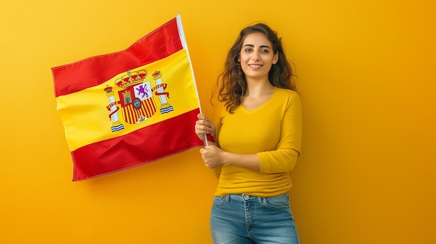 a woman holding a flag that saysthe word  on it