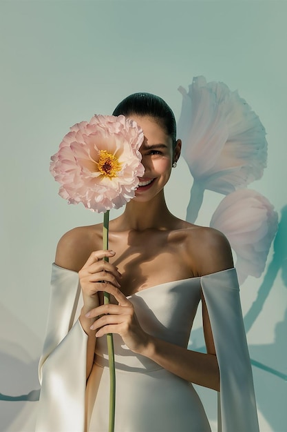 Photo woman holding flower