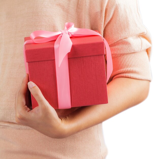 Woman holding gift box