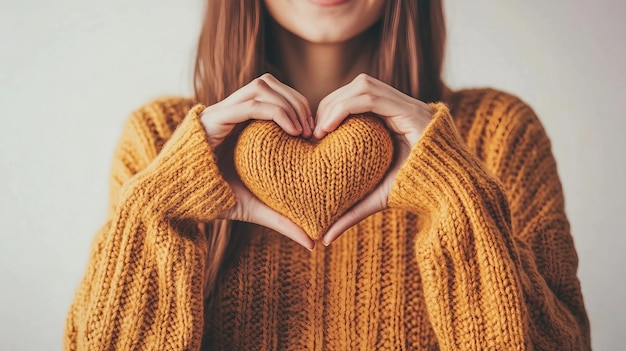 Photo a woman holding a heart shaped object in her hands