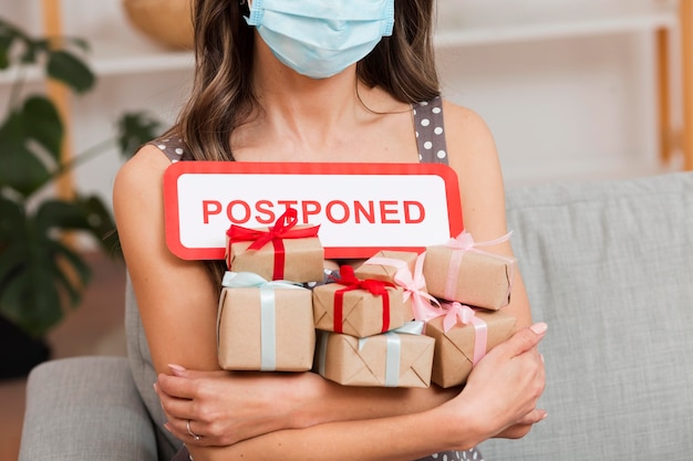 Woman holding her birthday presents