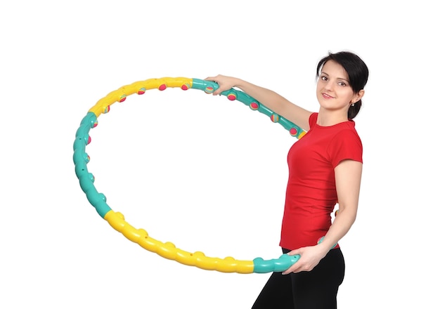 Woman holding hula hoop