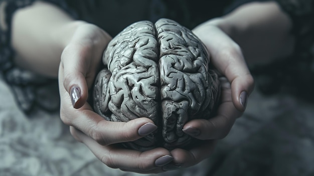 A Woman Holding a Human Brain in Her Hands