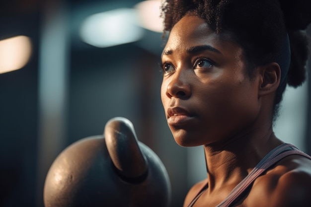 A woman holding a kettle in a gym generative AI