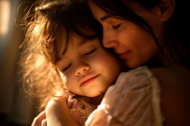 Woman Holding Little Girl in Her Arms