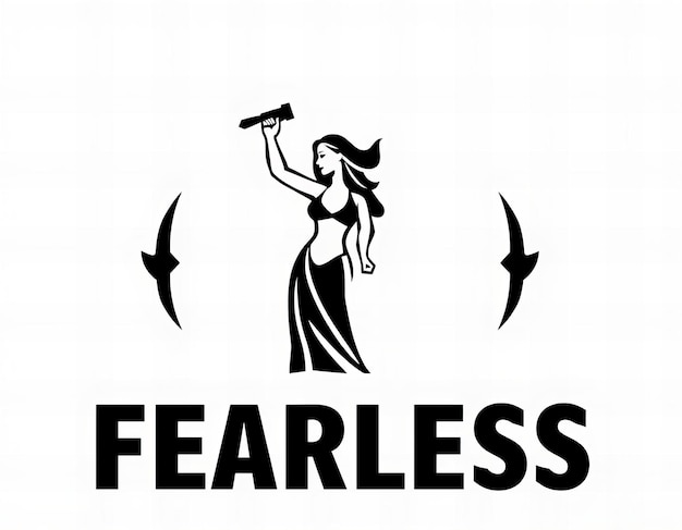 Photo a woman holding a microphone that says fear in black