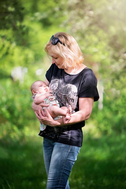 Woman holding a newborn baby