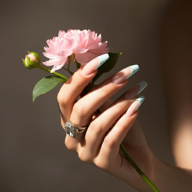 Photo a woman holding a rose with a ring on it