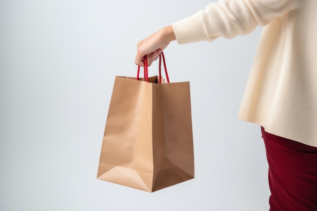 woman holding shopping bags white background Generative AI