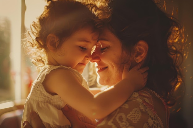 Woman Holding Small Child in Her Arms