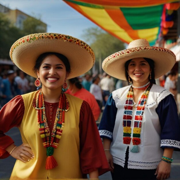 a woman holding a tray of chips and a hat that says mexican