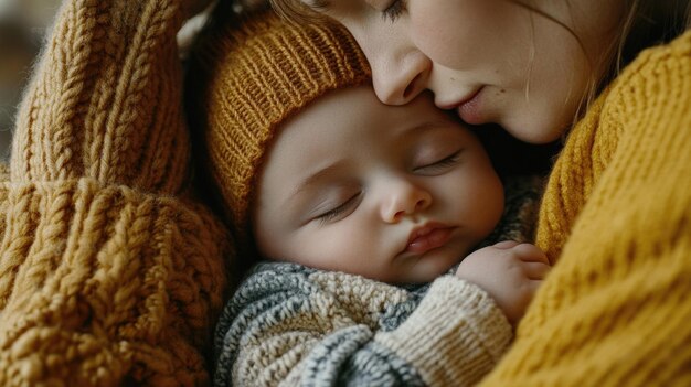 Photo a woman holds a baby in her arms a tender moment of maternal love