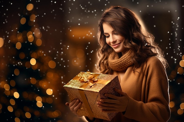 Woman Holds Beautifully Wrapped Present