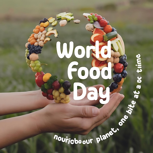 Photo a woman holds a globe that says world food in the sky