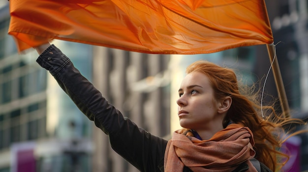 Photo a woman holds up a flag with the words  im a  on it