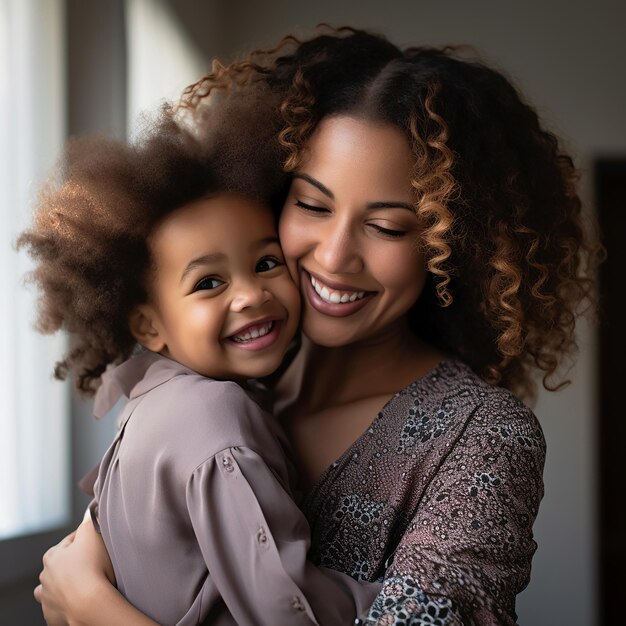 a woman hugging a child