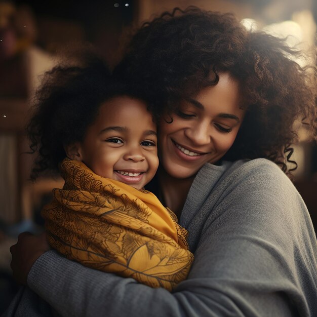 a woman hugging a child