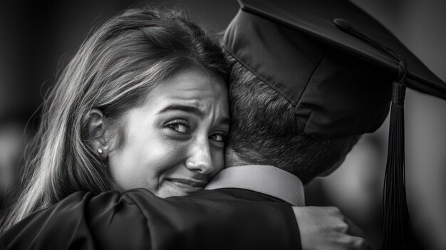 a woman hugging a man with a hat on her head