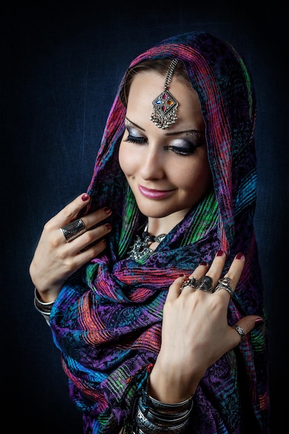 Woman in Indian scarf