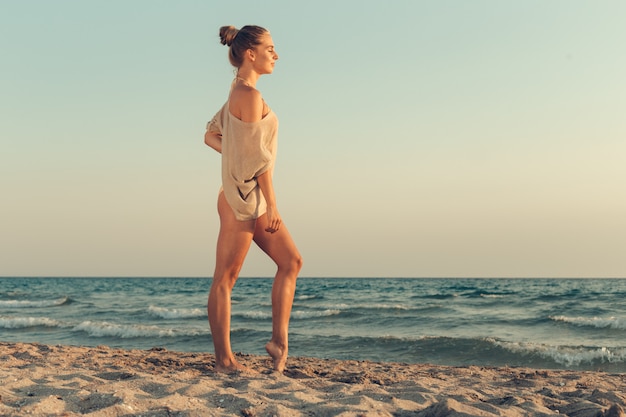 Woman is alone at beach