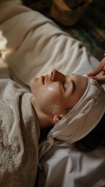 a woman is applying cream on her face