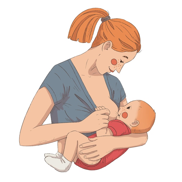 A woman is breastfeeding a child Breastfeeding an infant