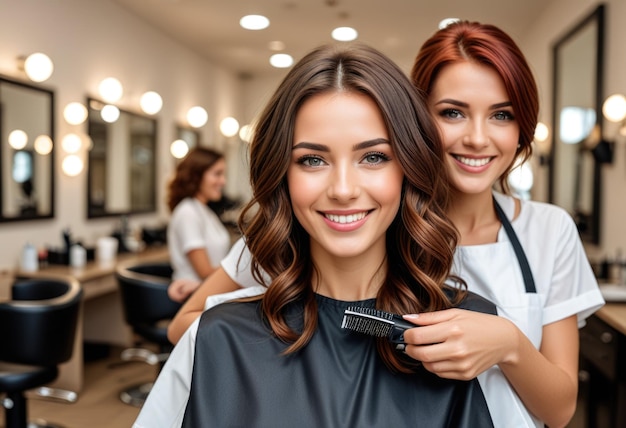 a woman is cutting her hair with a comb in her hand