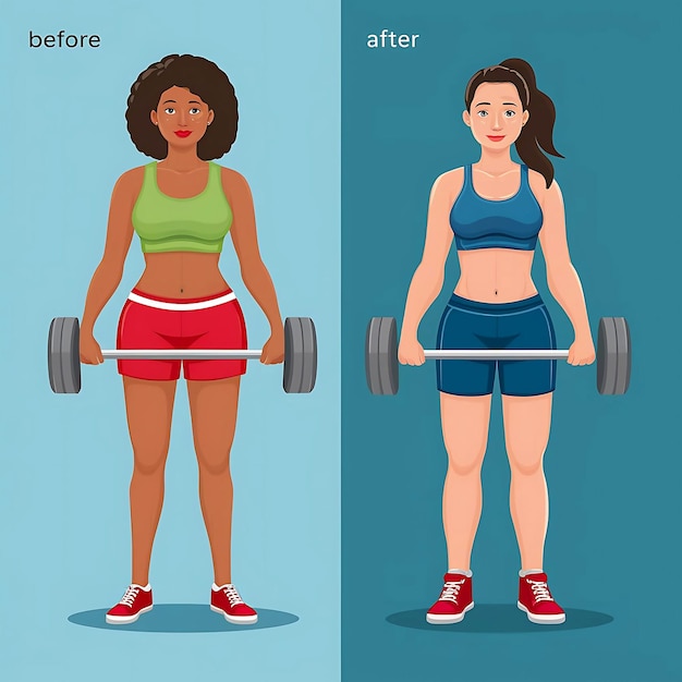 a woman is doing exercises with the words before and after