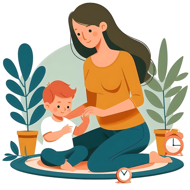 a woman is feeding a baby with a clock showing that the time is 10 00