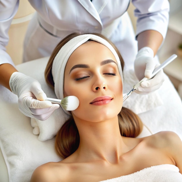 Photo a woman is getting a massage with a stethoscope on her neck